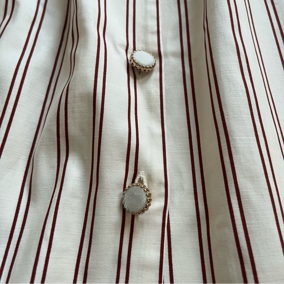 Reformation NEW Long Sleeve Button Front Halia Midi Dress August Stripe size 6 - Picture 10 of 15